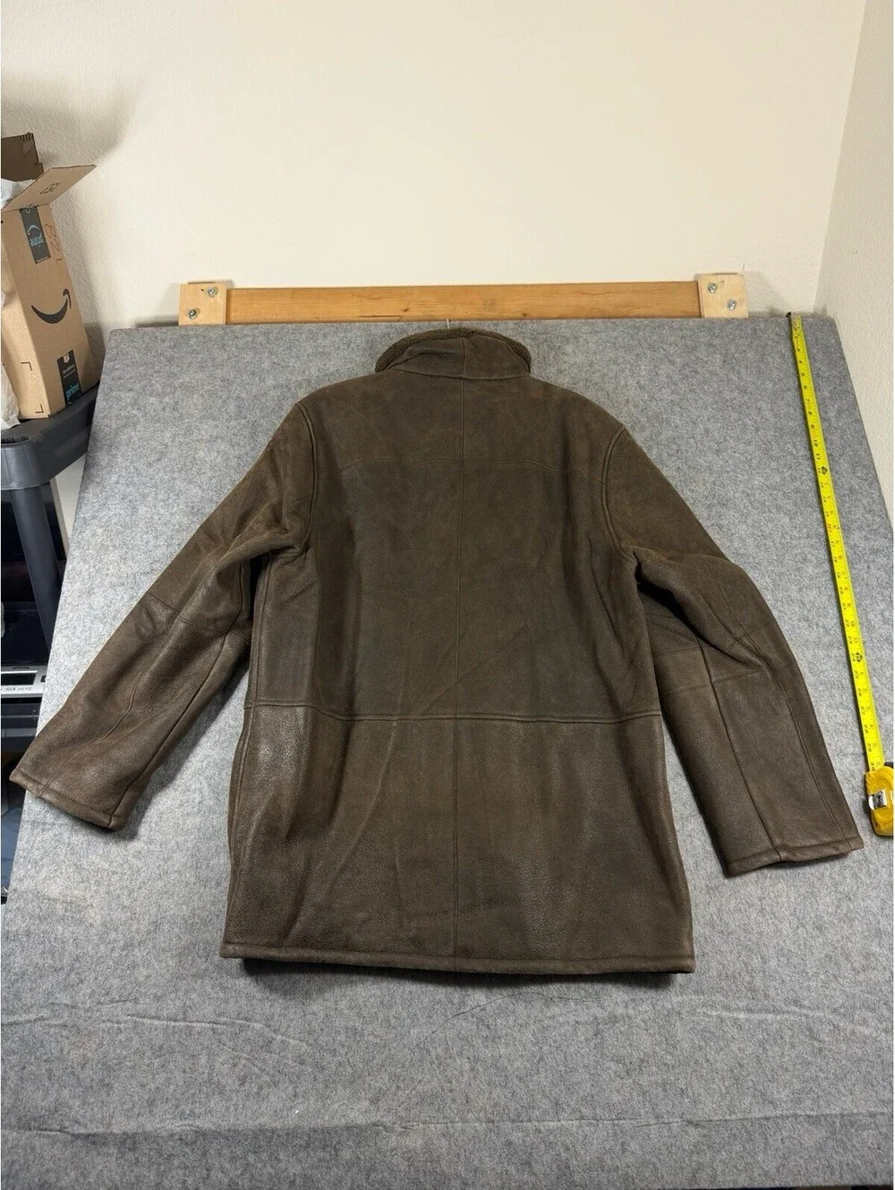 Vintage Shearling Coat Mens Dark Brown Soft Sheepskin Hooded Coat Jacket 22x33